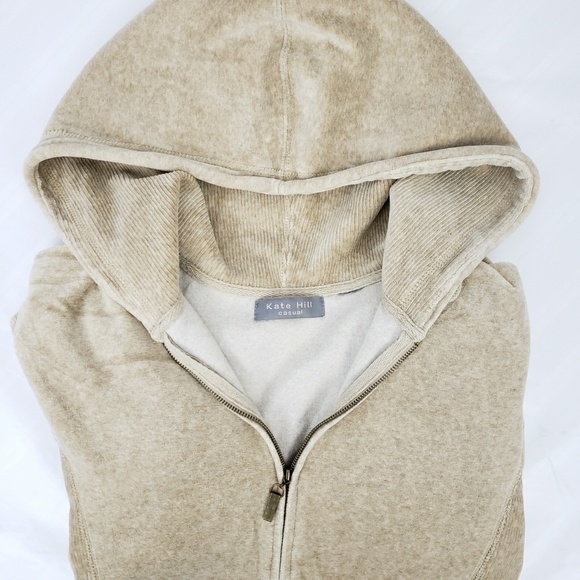 Kate Hill Jackets & Blazers - Kate Hill Velvet Hooded Track Jacket